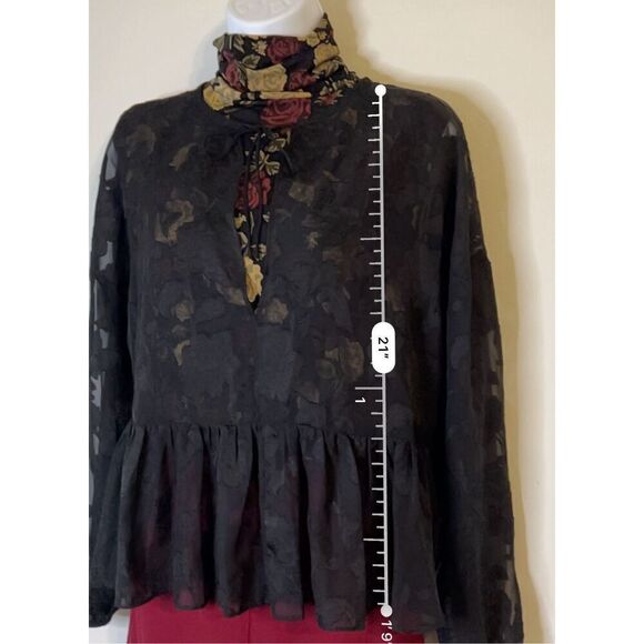 Gothic Romantic Sheer Floral Blouse Women’s SMALL - Picture 4 of 7